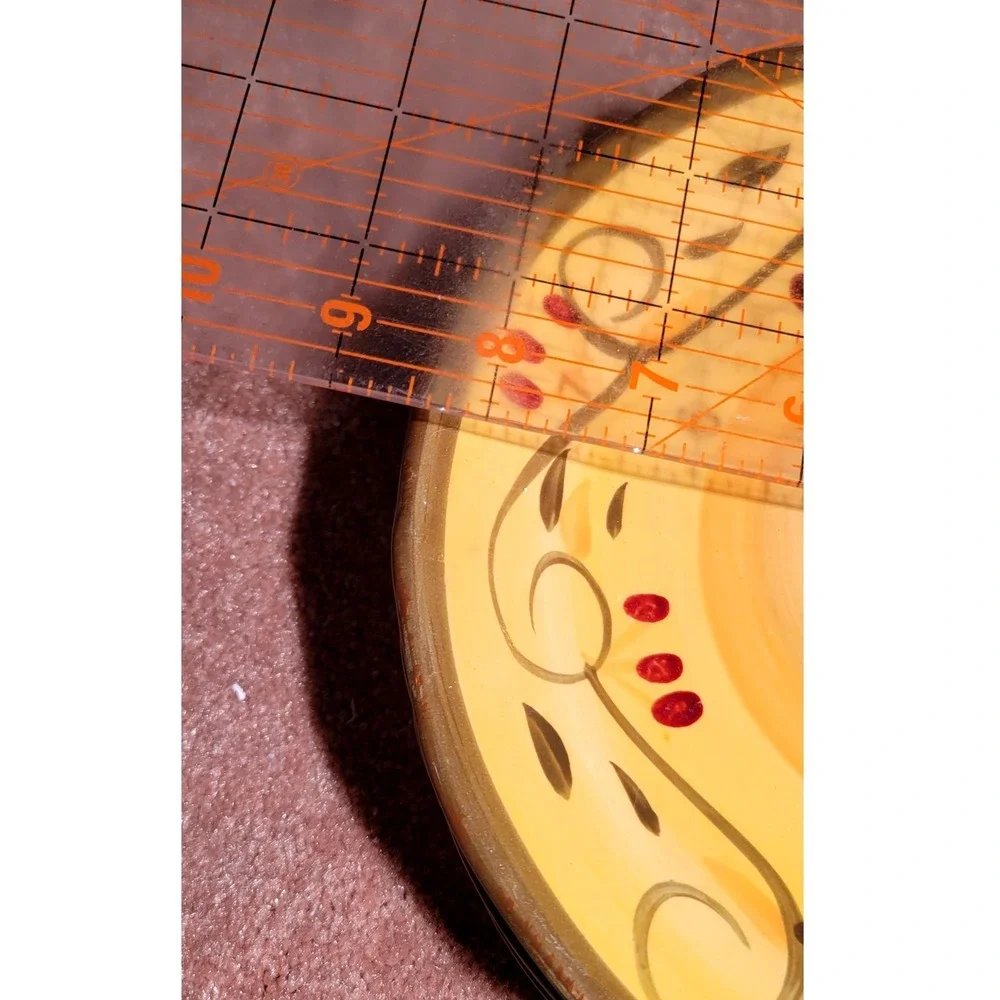 Italian Villa Yellow Ceramic Lunch Plates Set of 4 Rustic Tuscan Floral Berry - Picture 4 of 4